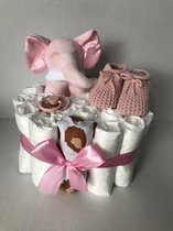 Luiertaart small rammelaar roze/meisje | kraamcadeau | babyshower | kraamfeest