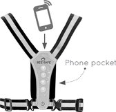 Led Harness USB - Phone pocket - Silver - Bee Safe - Hardloop verlichting - Hardloopvest met verlichting - handig je telefoon meenemen