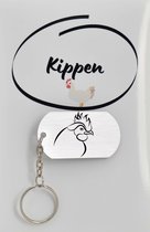 Kippen sleutelhanger inclusief kaart – kippen liefhebber cadeau - animals - Leuk kado voor je dieren liefhebber om te geven - 2.9 x 5.4CM