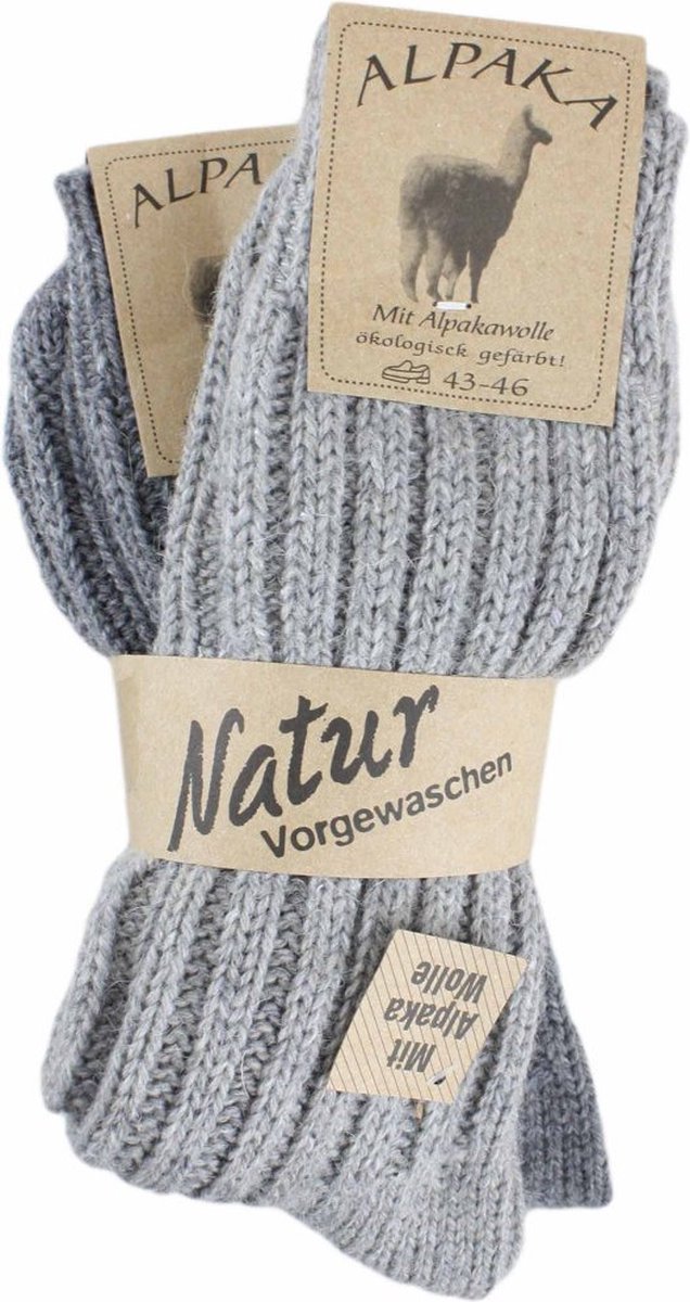 Without Lemon - Alpaca sokken - 2 Paar - Unisex - Grijs - Maat: 39-42 - Winter - Zacht & Warm - Comfort - Premium - Kerst - Cadeau