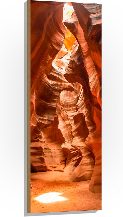 WallClassics - Hout - Antelope Canyon Gang in Ravijn - 40x120 cm - 12 mm dik - Foto op Hout (Met Ophangsysteem)