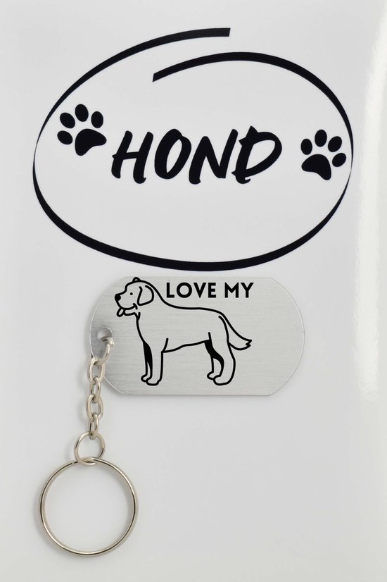 Labrador sleutelhanger inclusief kaart – honden liefhebber cadeau - animals - Leuk kado voor je dieren liefhebber om te geven - 2.9 x 5.4CM