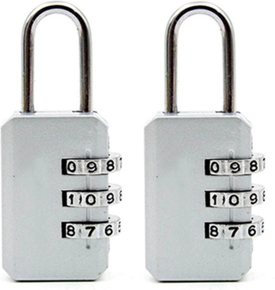Mini cadenas à combinaison 2 pièces - Serrure à 3 chiffres - Argent -  Cadenas adapté