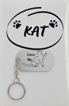 Porte-clés Chats avec carte - cadeau amoureux des chats - animaux - Joli cadeau à offrir à votre amoureux des animaux - 2,9 x 5,4 cm