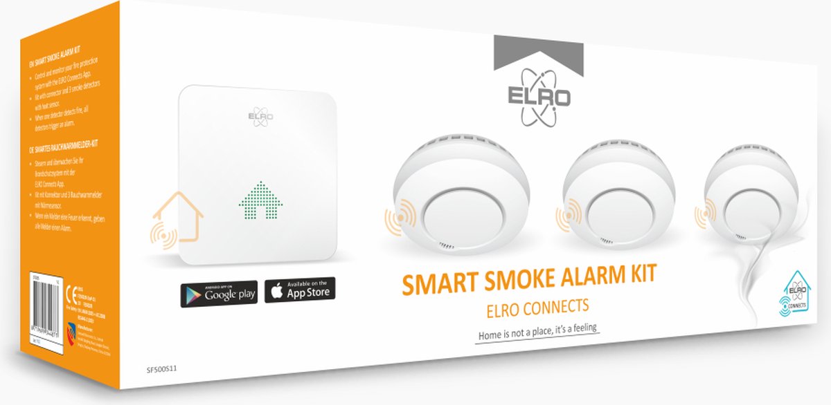 Kit Détecteur de fumée ELRO Connects SF500S - K2 Connector + 3x Kit  détecteur de fumée - Détecteur de fumée connecté - Achat & prix