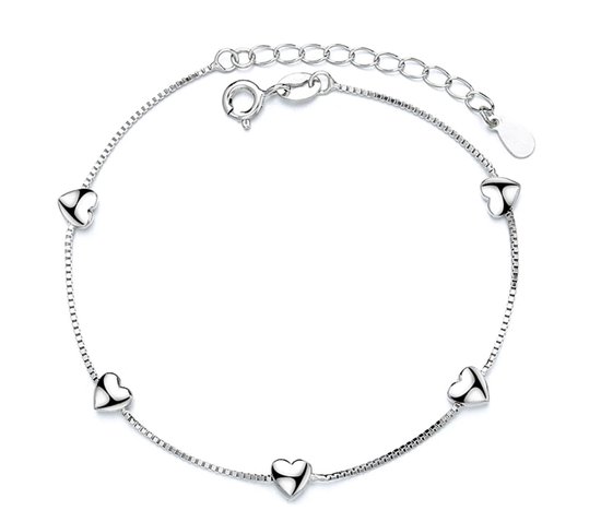 Armband - zilver plated 925 - hartjes armband - dames - cadeau voor vrouw - valentijnscadeautje - valentijn - Liefs Jade