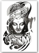 Temporary Tattoo Boeddha (A5 formaat) [Neptattoo - Tijdelijke tatoeage - Nep Fake Tattoos - Water overdraagbare festival sticker henna outfit tattoo - Glitter tattoo - Volwassenen Kinderen Jongen Meisje]