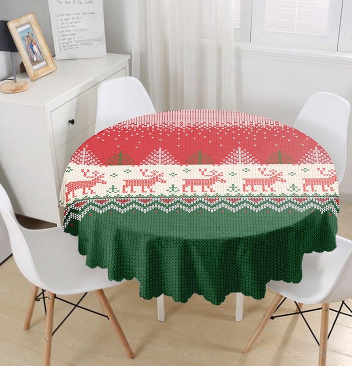 Kerst rendieren - Rond Tafelkleed Ø140cm - Christmas reindeers - Velvet Textiel - De Groen Home