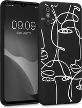 kwmobile telefoonhoesje geschikt voor Xiaomi Redmi 9A / 9AT - Hoesje voor smartphone in wit / zwart - Backcover van TPU - Abstract design