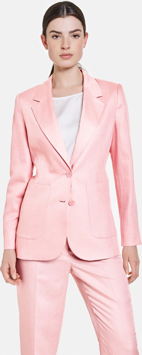 TAIFUN Dames Getailleerde blazer van lyocell en linnen Schwarz-36