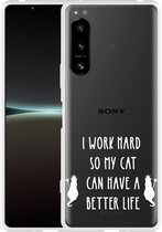 Sony Xperia 5 IV Hoesje Royalty Cat - wit Designed by Cazy