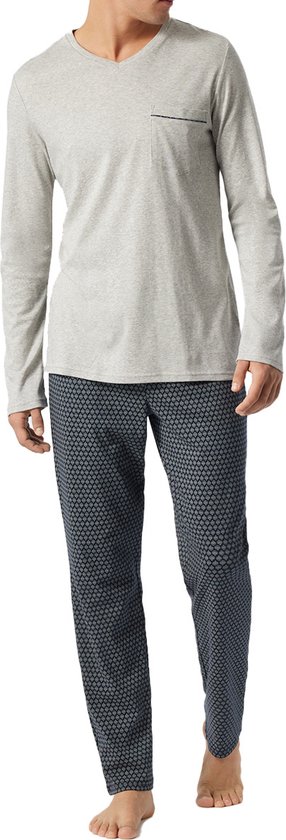 Pigiama lungo in interlock, blu scuro - Fine Interlock