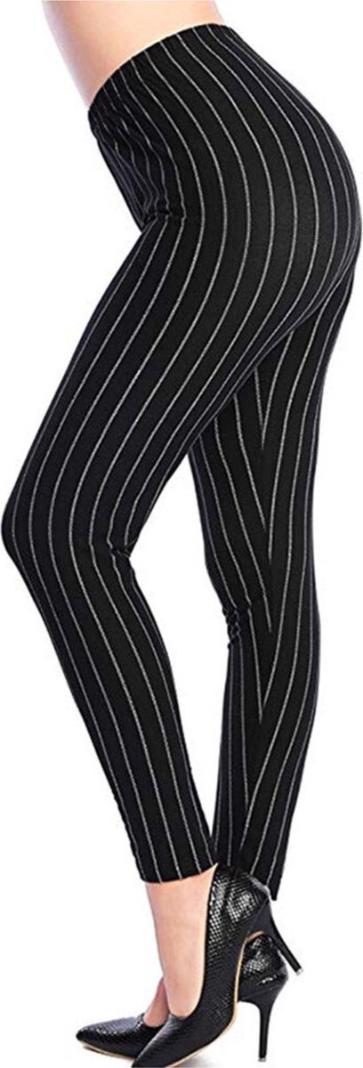 Sara Shop- legging met gestreepte patroon / Yogalegging / Yogabroek / Highwaist legging / High Waist Sport Legging / Dames Sport legging / Zwart/ S