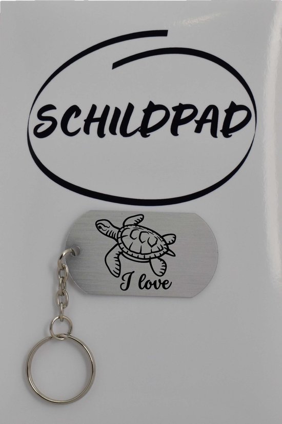Schildpad sleutelhanger inclusief kaart – Schildpad liefhebber cadeau - animals - Leuk kado voor je dieren liefhebber om te geven - 2.9 x 5.4CM