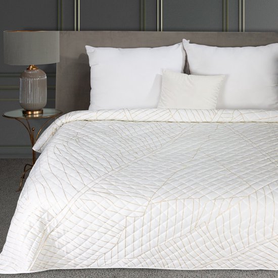 Oneiro’s luxe LUNA Type 2 Beddensprei Wit - 220x240 cm – bedsprei 2 persoons - beige – beddengoed – slaapkamer – spreien – dekens – wonen – slapen
