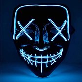 LED griezelmasker blauw - als van Purge voor Halloween, carnaval & carnaval als kostuum voor heren en dames (blauw)