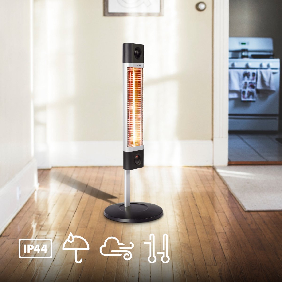 Veito CH1800RE - Zwart - Energiezuinige hoge capaciteit Carbon Infrarood Verwarming - Elektrische Kachel - Heater - Terrasverwarming - Elektrisch - Staand - In hoogte verstelbaar - 3 warmtestanden regelbaar - incl. afstandbediening - 1700W – foto 6