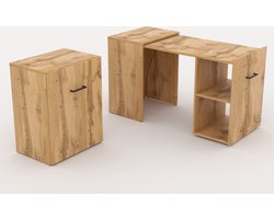 Mobistoxx uitschuifbaar BUREAU SMOLTY, uitrolbaar, opklapbaar, wotan eik, groot werkvlak 131cm x 60cm
