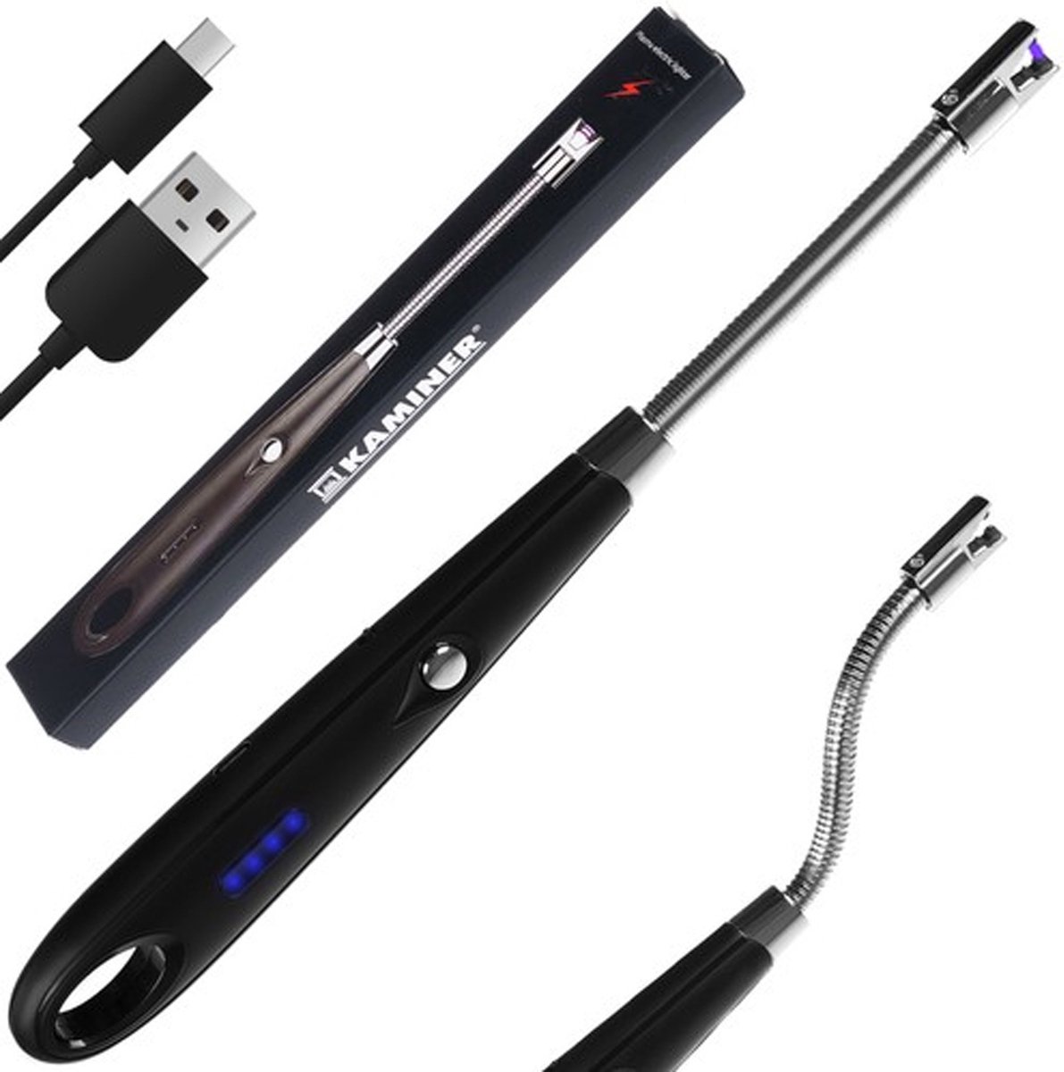 Flexibele Aansteker - USB Oplaadbaar - Keuken - BBQ - Kaars - Zwart - Kaminer