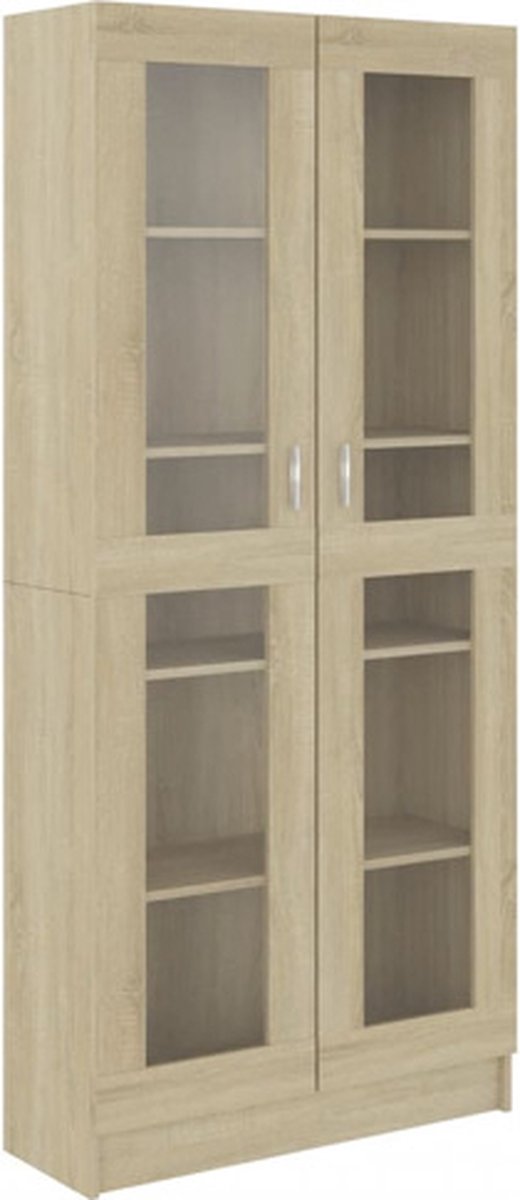 vidaXL Vitrinekast - 82,5x30,5x185 - cm - bewerkt - hout - sonoma - eikenkleurig sonoma eiken