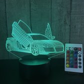 Klarigo® Veilleuse - Lampe LED 3D Illusion - 16 Couleurs - Lampe de Bureau - Voiture de Sport - Audi R8 - Veilleuse Enfants - Lampe Creative - Télécommande