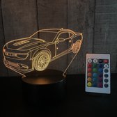 Klarigo® Nachtlamp – 3D LED Lamp Illusie – 16 Kleuren – Bureaulamp – Ford Mustang – Sport Auto– Nachtlampje Kinderen – Creative lamp - Afstandsbediening