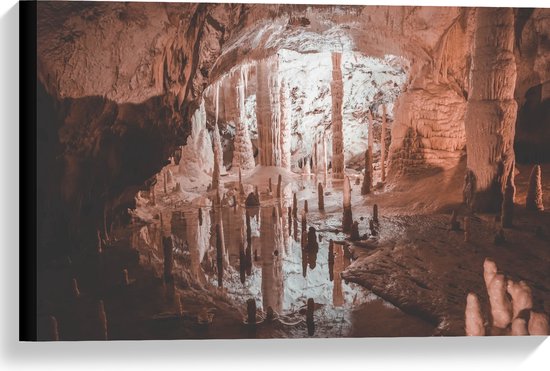 WallClassics - Toile - Grotte brune avec stalactites et stalagmites - 60x40 cm Photo sur toile (Décoration murale sur toile)