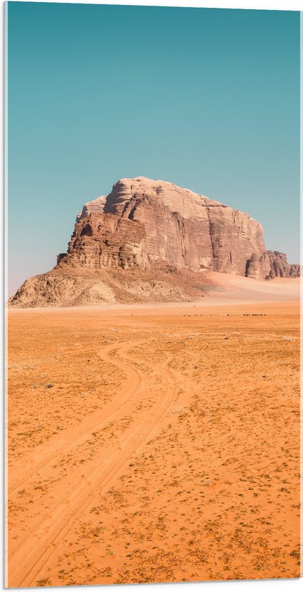 WallClassics - Acrylglas - Sahara met berg - 50x100 cm Foto op Acrylglas (Wanddecoratie op Acrylaat)