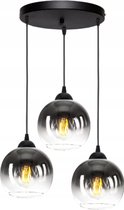 Hanglamp - Plafondlamp Industrieel 3-Lamps Smoke/Transpirant Bol Zwart Eetkamer