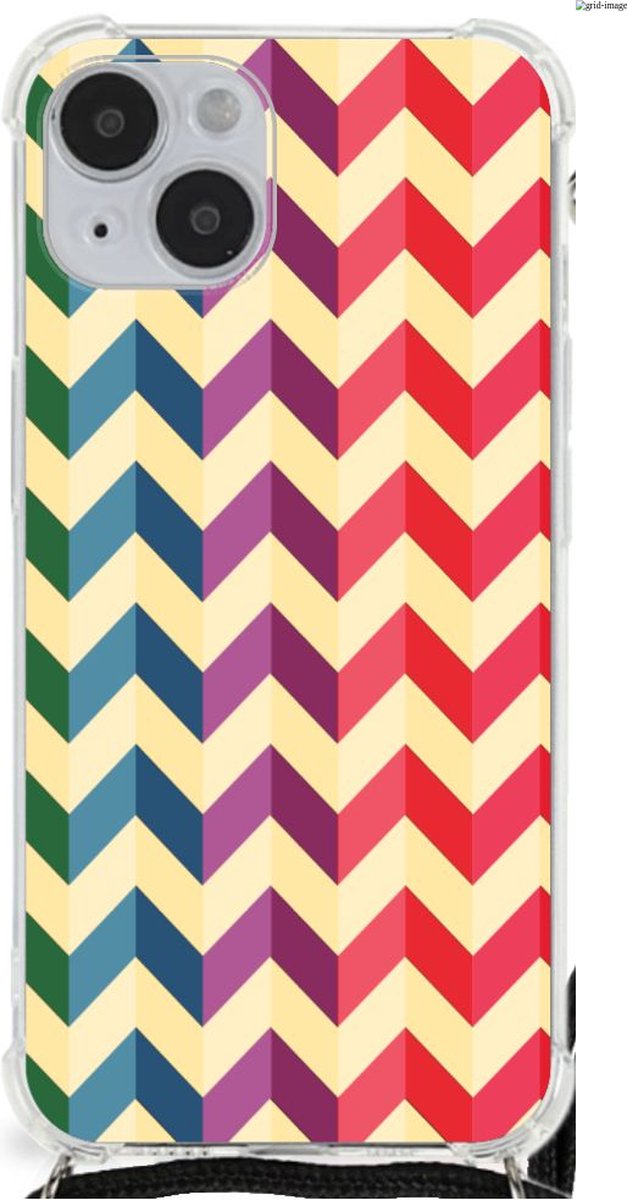 iPhone 14 Plus Doorzichtige Silicone Hoesje Zigzag Multi Color