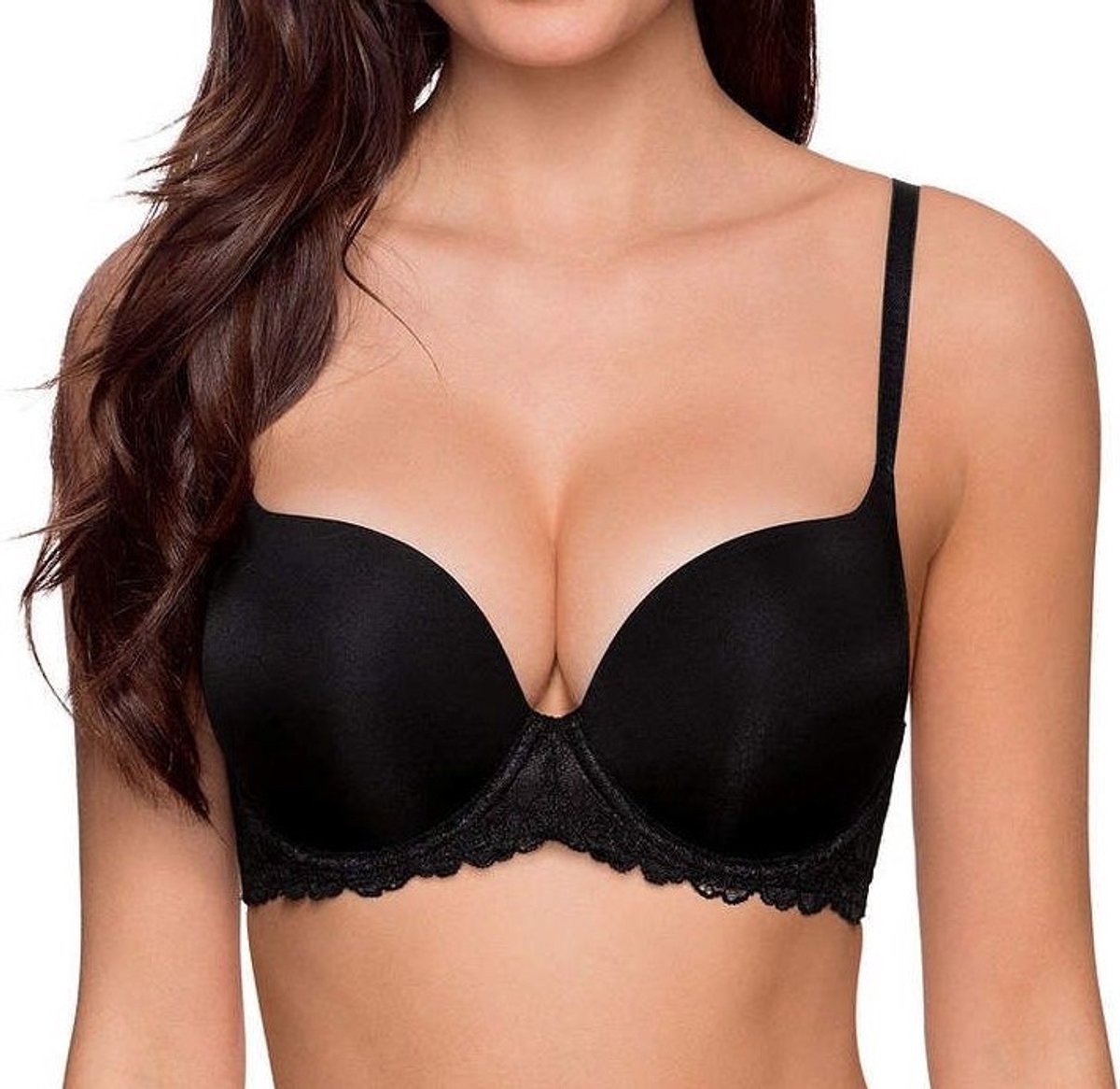 Dorina BH dames met beugel Claire - Zwarte BH - Push up beha - T-shirt BH - Kanten BH - 75C