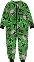 Minecraft - Eendelige pyjama / jumpsuit voor jongens, groen, rits, onesie / 122-128