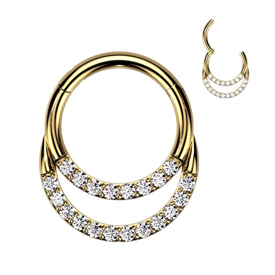 Piercing titanium clicker double hoop ring 1.2x10 gold plated