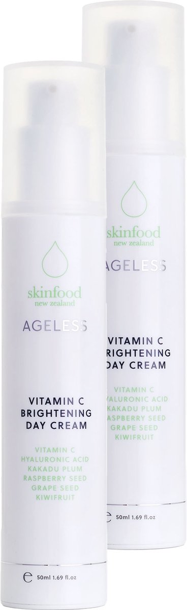SKINFOOD NZ AGELESS Skincare Vitamine C Brightening Day Cream - Dagcrème - Voor Mature Huid - Vegan & Dierproefvrij - 2 x 50ml