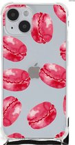 Telefoonhoesje met tekst Geschikt voor iPhone 14 Plus Telefoon Hoesje met doorzichtige rand Pink Macarons