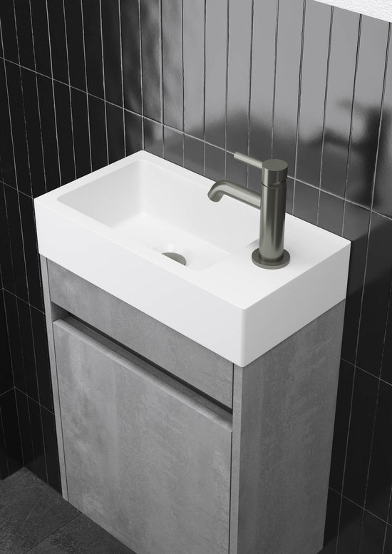 Saqu Florence - met Mineraalmarmeren Fontein - Beton Grijs - Toilet WC... | bol.com