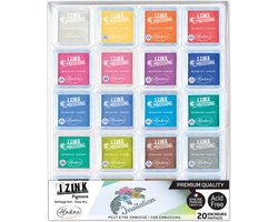 Aladine Set 20 Inkpads Izink Pigment - Voor gekleurde patronen - 5 x 5 cm