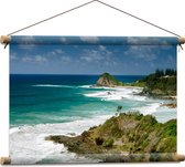 WallClassics - Affiche textile - Roches vertes sur la côte - 60x40 cm Photo sur textile