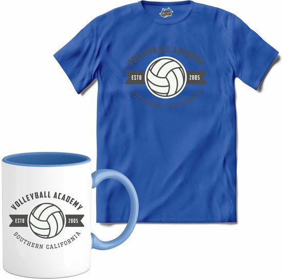 Volleybal academy sport - T-Shirt met mok - Dames - Royal Blue - Maat M