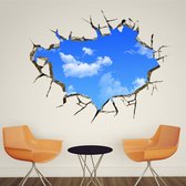 3D Optissche decoratie | Muur decoratie | Optisch bedrog | Blauwe lucht | Wolken | Grappige decoratie