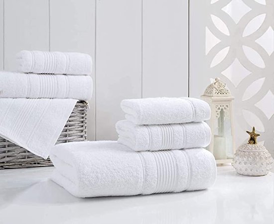 CASA COPENHAGEN Wave Textured 4-delige badhanddoeken set - Zwart, 550