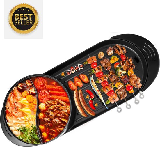 Thuys Hotpot Electric - Hotpot Pan - Hot Pot BBQ Grill 2-in1 - BBQ Coréen -  Fondue