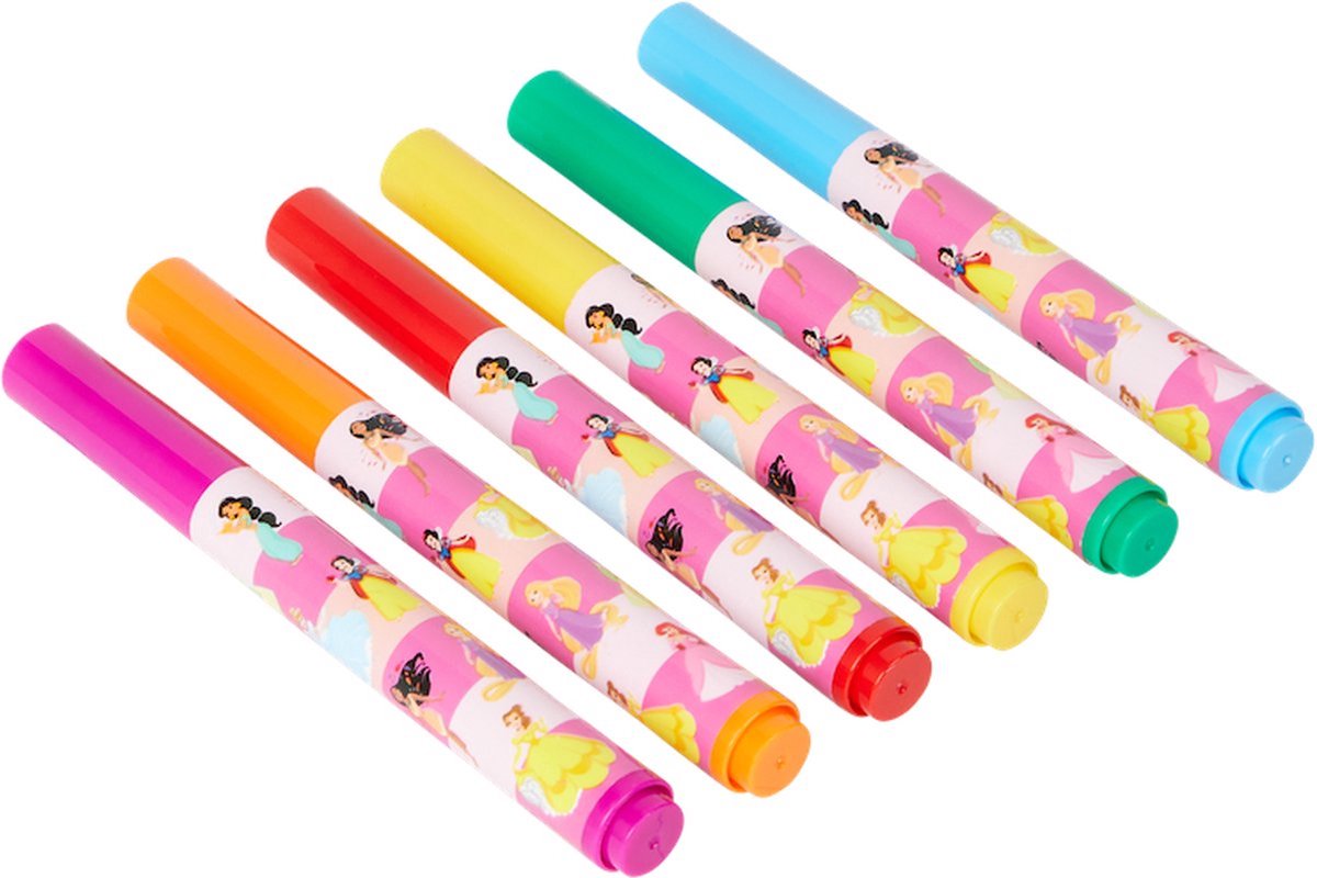 Disney Princess - 6x Uitwasbare stiften - kleuren - knutselen