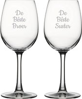 Gegraveerde witte wijnglas 36cl De Bêste Broer- De Bêste Suster