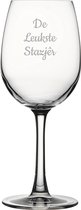 Gegraveerde witte wijnglas 36cl De Leukste Stazjêr