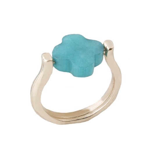 Ring avec pierre de Bohême verte - Look Ibiza - Femme - Lieve Jewels