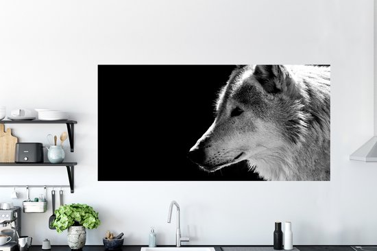 Stickers muraux - Animaux sauvages - Loup - Zwart - Wit - 160x80 cm - Feuille adhésive