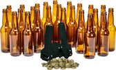 Brew Monkey Bottelset - 24 flessen en kroonkurkapparaat met 30 kroonkurken - Zelf bier bottelen - Bierflesjes - Flessenset - Bierbrouwpakket Tool - Cadeau voor man - Kerstcadeau
