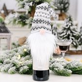 Wijnfles Decoratie Kerst - Grijze Kerstman Decoratie - Wijn - Kerstcadeau - Kerstman - Kerstdiner Decoratie