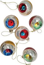 Cactula vintage retro geinspireerde glazen kerstballen 6 stuks 6 cm
